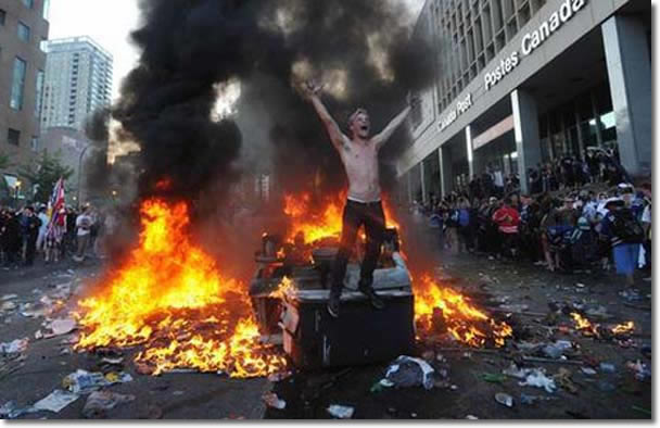 image of riot in vancouver, bc, canada